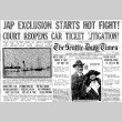 Jap Exclusion Starts Hot Fight! Johnson Leader in Acrimonious Debate on Exclusion Bill. Backed by Californians, He Seeks to Have House Commission on Immigration Vote to Bar Asiatics. (December 13, 1913) (ddr-densho-56-240)