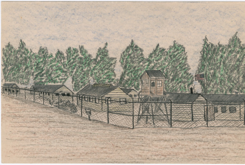 Drawing of the military camp at Tanforan Assembly Center (ddr-densho-392-7)