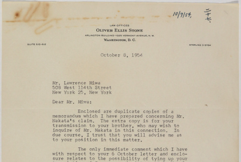 Letter from Oliver Ellis Stone to Lawrence Fumio Miwa (ddr-densho-437-45)