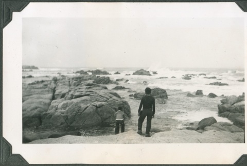 Man and boy on the beach (ddr-densho-321-992)