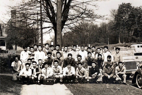 Group photo of members of SYNKOA, the Japanese Student organization at the University of Washington (ddr-densho-474-246)