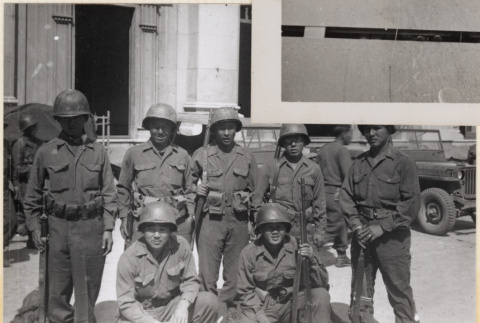 Group photo of seven soldiers (ddr-densho-466-416)