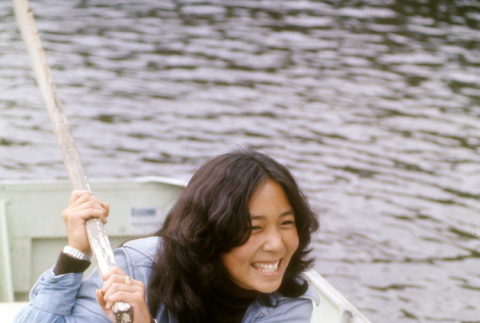 Janine Tanaka in a boat (ddr-densho-336-871)
