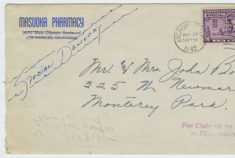 Envelope addressed to John Bonomi (ddr-janm-21-49)