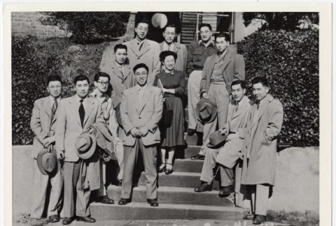 Group of Nikkei outside a building (ddr-densho-259-595)