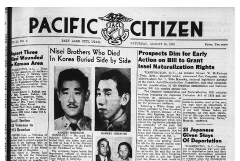 The Pacific Citizen, Vol. 33 No. 6 (August 18, 1951) (ddr-pc-23-33)