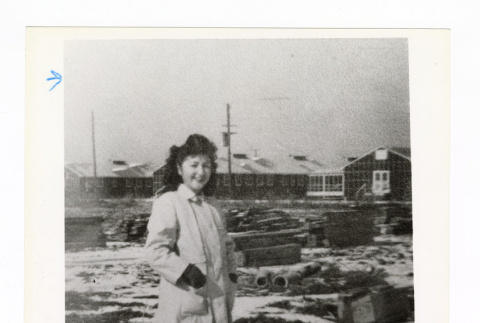 Sumi Seki at Jerome incarceration camp during construction (ddr-csujad-52-46)