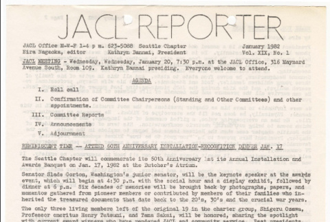 Seattle Chapter, JACL Reporter, Vol. XIX, No. 1, January 1982 (ddr-sjacl-1-304)
