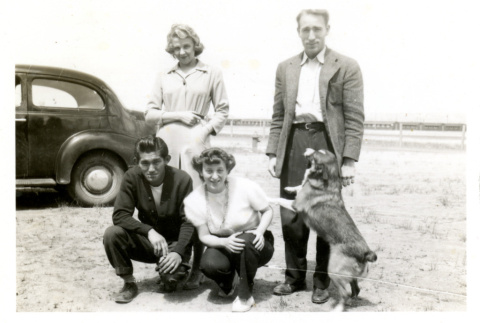 Group photo with dog (ddr-csujad-26-113)