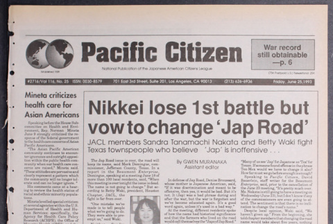 Pacific Citizen, Vol. 116, No. 25 (June 25, 1993) (ddr-pc-65-25)