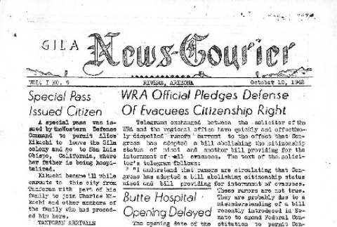 Gila News-Courier Vol. I No. 9 (October 10, 1942) (ddr-densho-141-9)