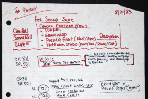 Sound sync notes (ddr-densho-1007-1081)