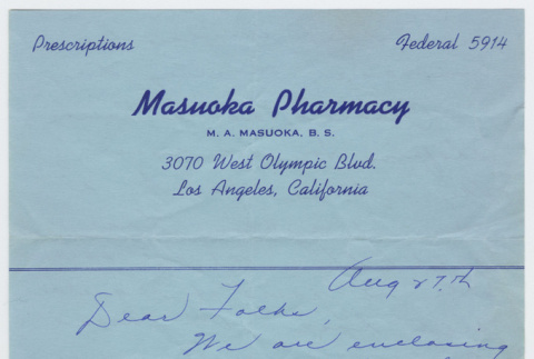 Letter from Kiku and Masy Masuoka to John Bonomi (ddr-janm-21-48)