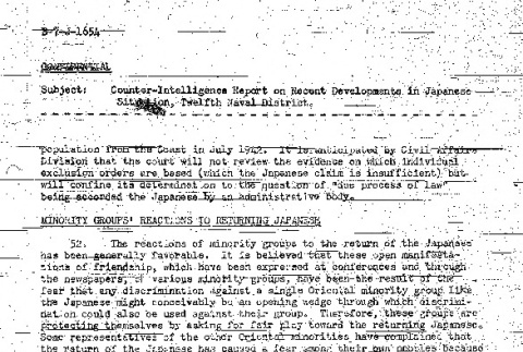 Excerpt from a naval counter-intelligence report (ddr-densho-67-115)