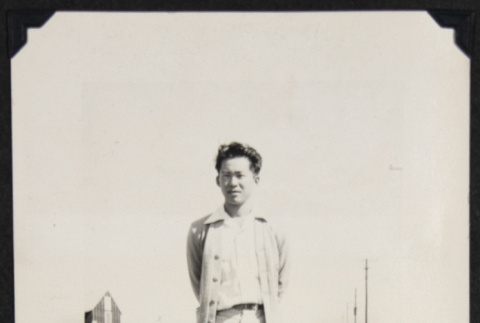 Gary Kikawa standing at Rohwer (ddr-densho-542-677)