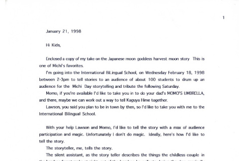 Letter from [Frank Chin] to Momo and Lawson, January 21, 1998 (ddr-csujad-24-197)