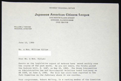 Letter to William Ujiiye from William Yoshino (ddr-chijacl-1-486)