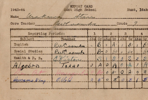 Ninth Grade Report Card (ddr-densho-474-147)