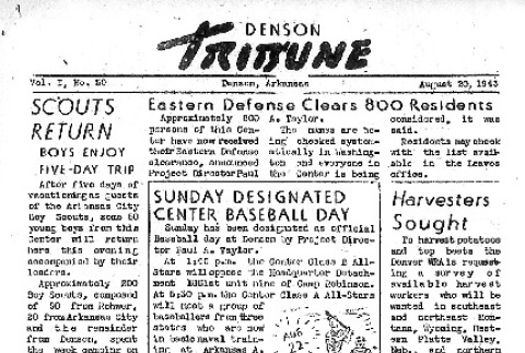 Denson Tribune Vol. I No. 50 (August 20, 1943) (ddr-densho-144-91)