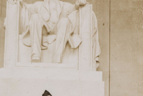 Soldier standing in front of Lincoln monument (ddr-janm-17-50)