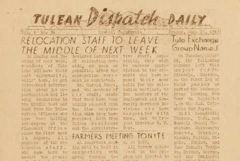 Tulean Dispatch Vol. 6 No. 36 (August 27, 1943) (ddr-densho-65-287)
