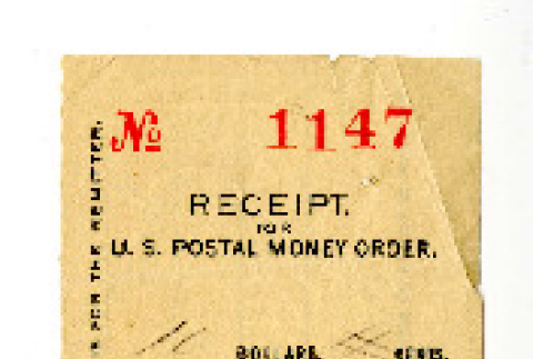 Receipt for U.S. postal money order (ddr-csujad-38-529)