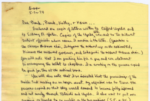 Letter to Frank, Frank, Kathy and Karen from William Hohri (ddr-densho-122-235)