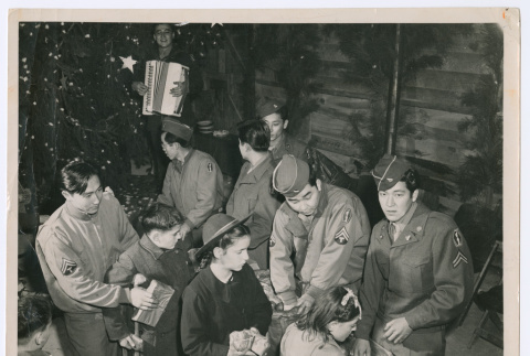 442nd Infantry Regiment with civilians in Pisa area, Italy (ddr-densho-1007-26)