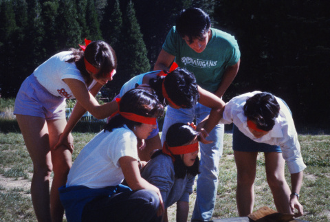 Campers playing the blindfold game (ddr-densho-336-1510)