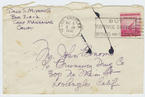 Envelope addressed to John Bonomi (ddr-janm-21-2)