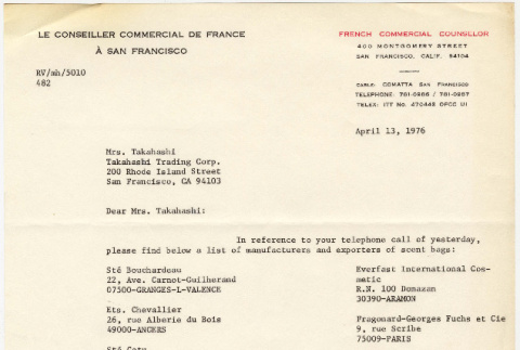 Letter from French Trade Council to Takahashi (ddr-densho-424-226)