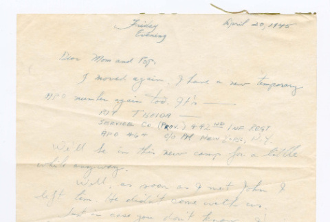 Letter from Tadashi Ishida to Mr. & Mrs. Y Ishida (ddr-densho-535-174)