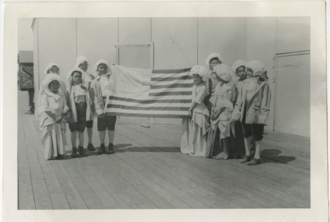 Group of children dressed to reenact the Revolutionay War (ddr-manz-7-28)