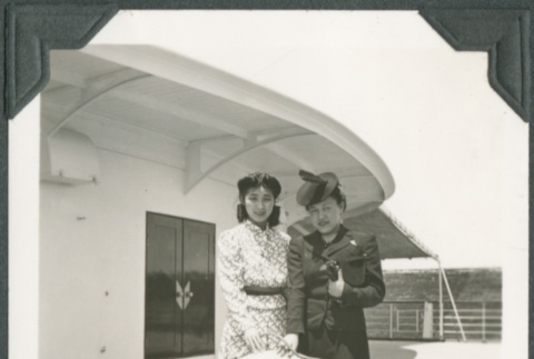 Two women on the deck of the Nitta Maru (ddr-densho-300-217)