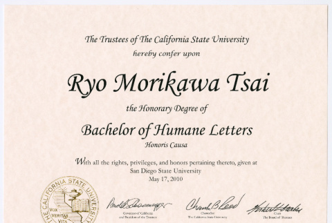 RT Honorary Degree from SDSU (ddr-densho-446-457)