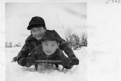 Two boys sledding (ddr-fom-1-838)
