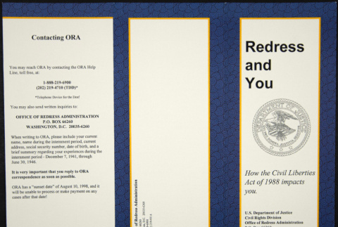 Informational pamphlet on redress titled 