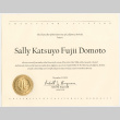 Honorary Degree award to Sally Katusyo Fujii Domoto from University of California - Berkeley (ddr-densho-329-1097)