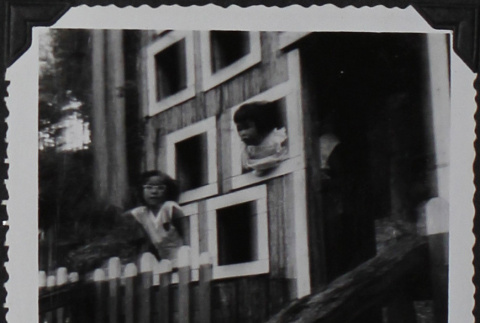Children in the Redwood Shoe House (ddr-densho-300-482)