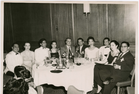 Mary Mon Toy and Jose Villa Nueva at a dinner party (ddr-densho-367-156)