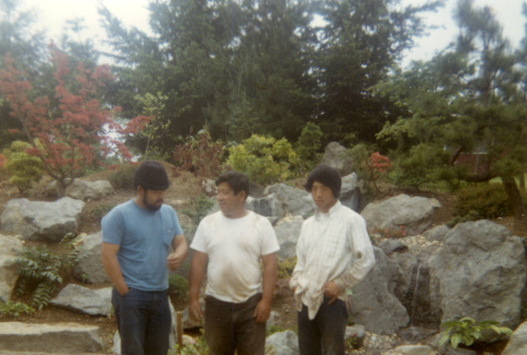 Kay Kubota, Tom Kubota, and Al Kubota in the Garden (ddr-densho-354-486)