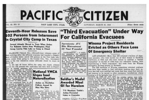 The Pacific Citizen, Vol. 22 No. 13 (March 30, 1946) (ddr-pc-18-13)