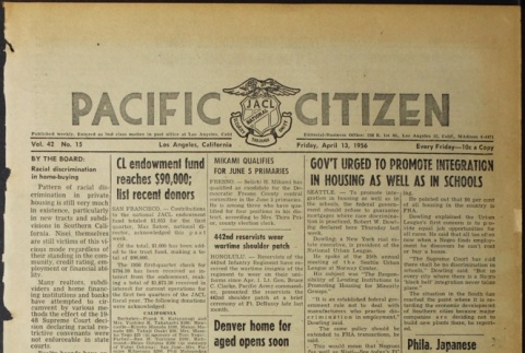 Pacific Citizen, Vol. 42, No. 15 (April 13, 1956) (ddr-pc-28-15)