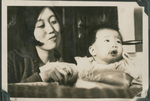 Iku Takahashi with baby (ddr-densho-355-350)