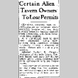 Certain Alien Tavern Owners To Lose Permits (October 1, 1939) (ddr-densho-56-497)