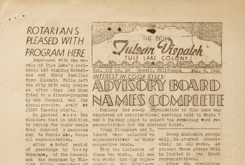 Tulean Dispatch Vol. III No. 18 (August 6, 1942) (ddr-densho-65-13)