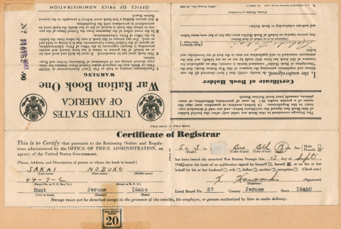 War ration certificate of registrar (ddr-densho-361-2)