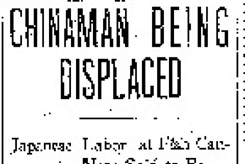 Chinaman Being Displaced. Japanese Labor at Fish Canneries Now Said to Be Preferable. (June 11, 1904) (ddr-densho-56-43)