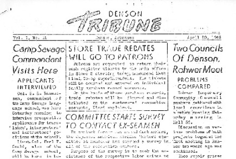 Denson Tribune Vol. I No. 15 (April 20, 1943) (ddr-densho-144-56)