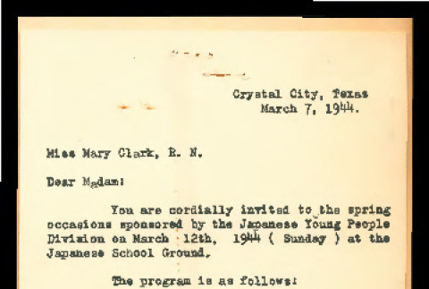 Letter from Motokazu Mori, Chief, Japanese Young People Division, to Miss March Clark, March 7, 1944 (ddr-csujad-55-1468)